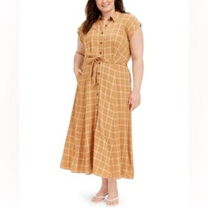 CALVIN KLEIN
Plaid Gauze Belted Button Down Maxi Dress Size 18